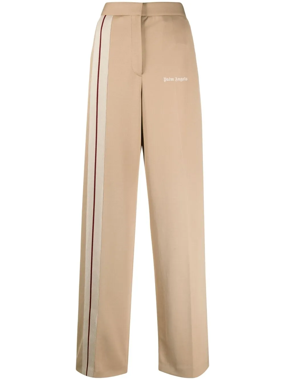 Palm Angels Stripe-detail High-waisted Trousers In Neutrals