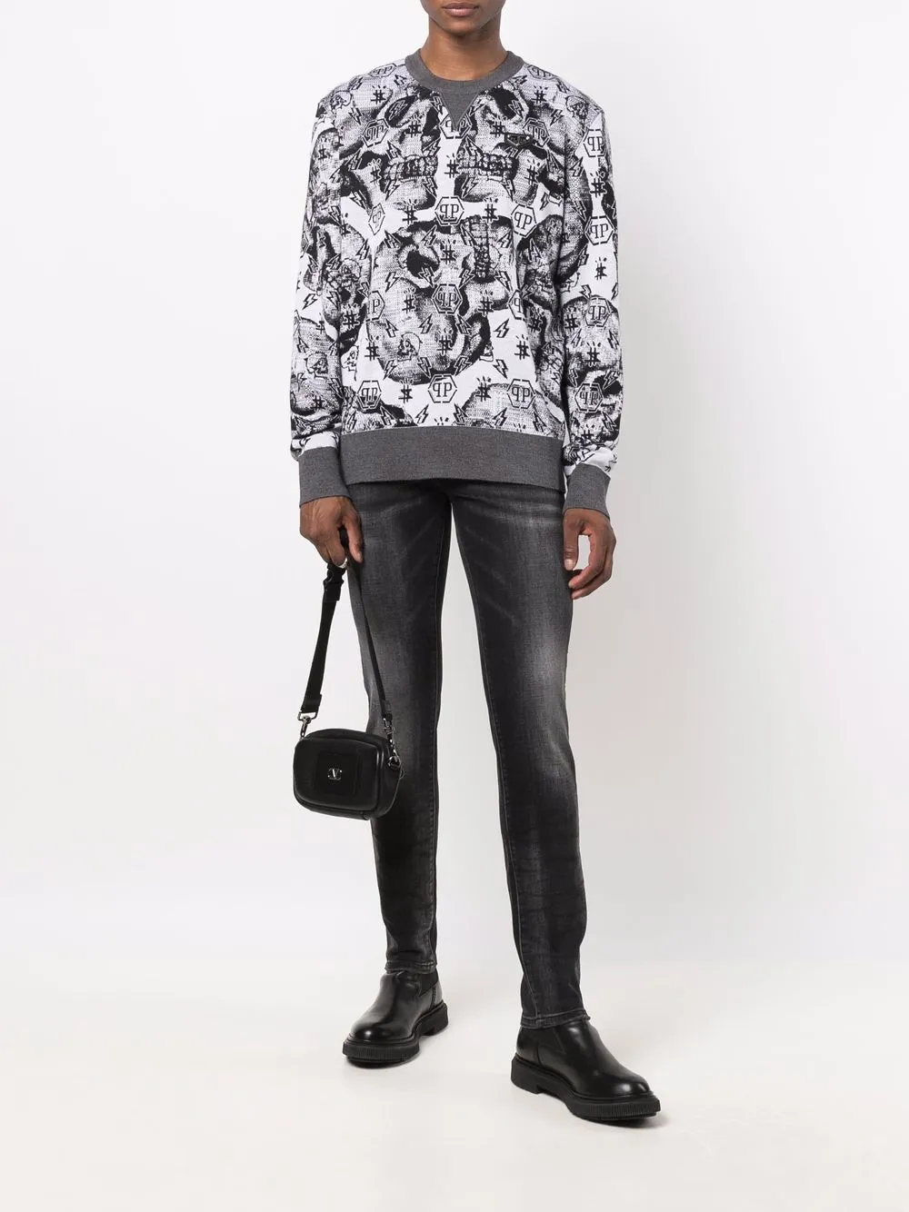 Philipp Plein Sweater met doodskopprint - Zwart