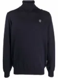 Philipp Plein merino roll-neck logo jumper - Blue