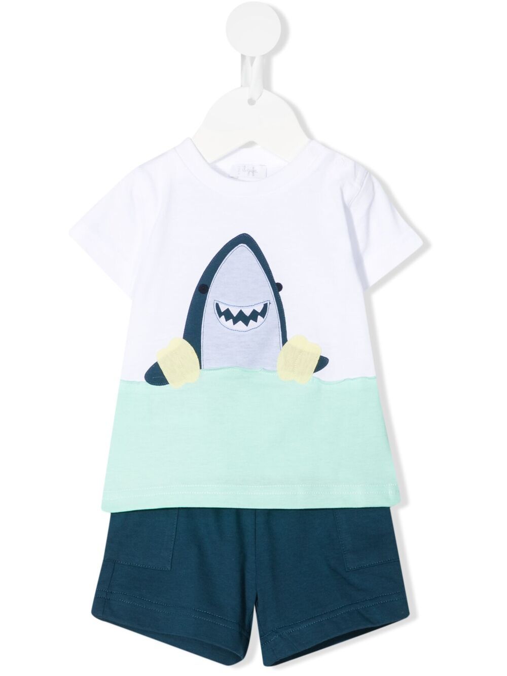 Il Gufo Babies' Shark-print T-shirt And Shorts Set In 白色