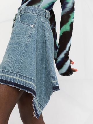 draped high-waisted denim shorts展示图