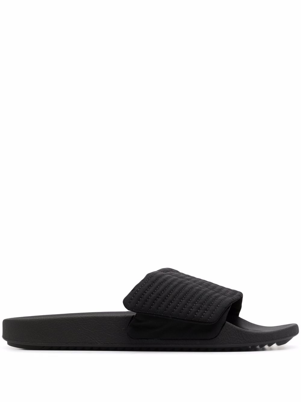 Shop Rick Owens Drkshdw Canvas Touch-strap Piped Slides In Black