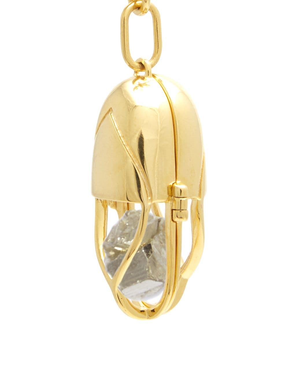 Shop Capsule Eleven Pyrite Crystal Capsule Pendant Necklace In Gold