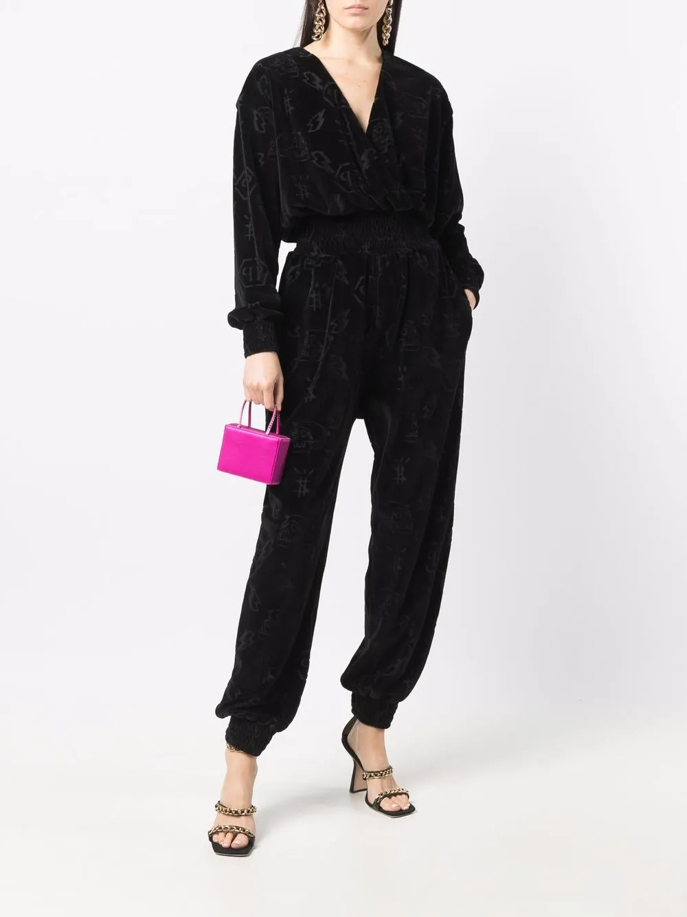 фото Philipp plein бархатный комбинезон с монограммой