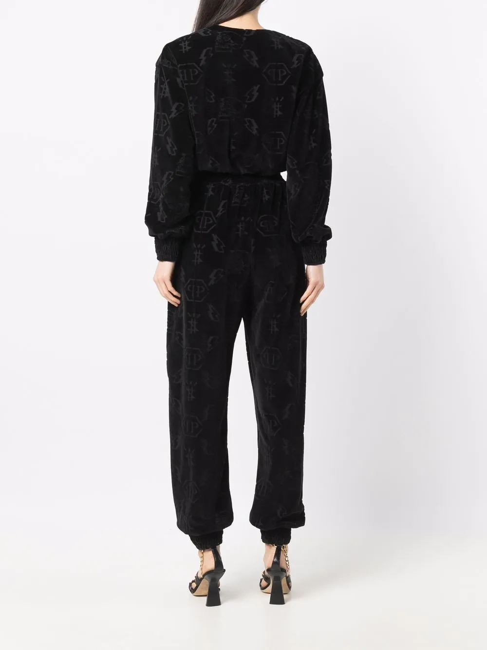 фото Philipp plein бархатный комбинезон с монограммой