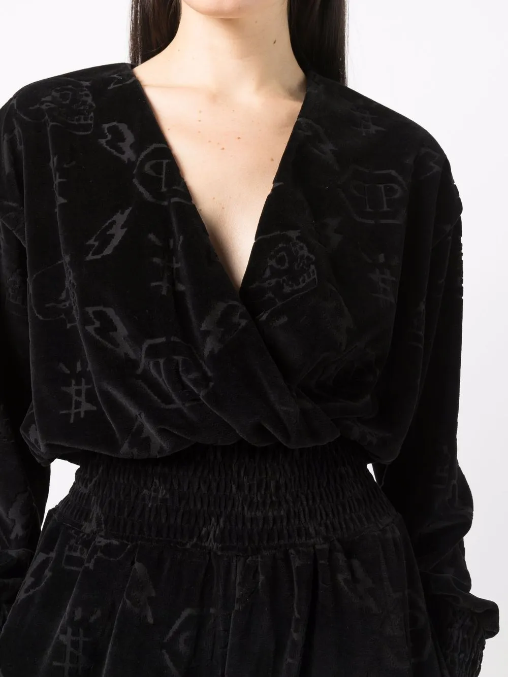 фото Philipp plein бархатный комбинезон с монограммой