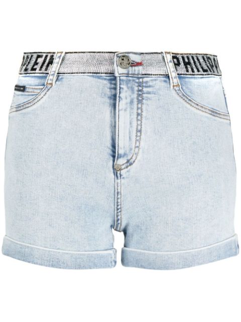 Philipp Plein logo-embellished denim shorts