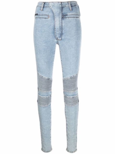 Philipp Plein Iconic high waisted biker jeans Women