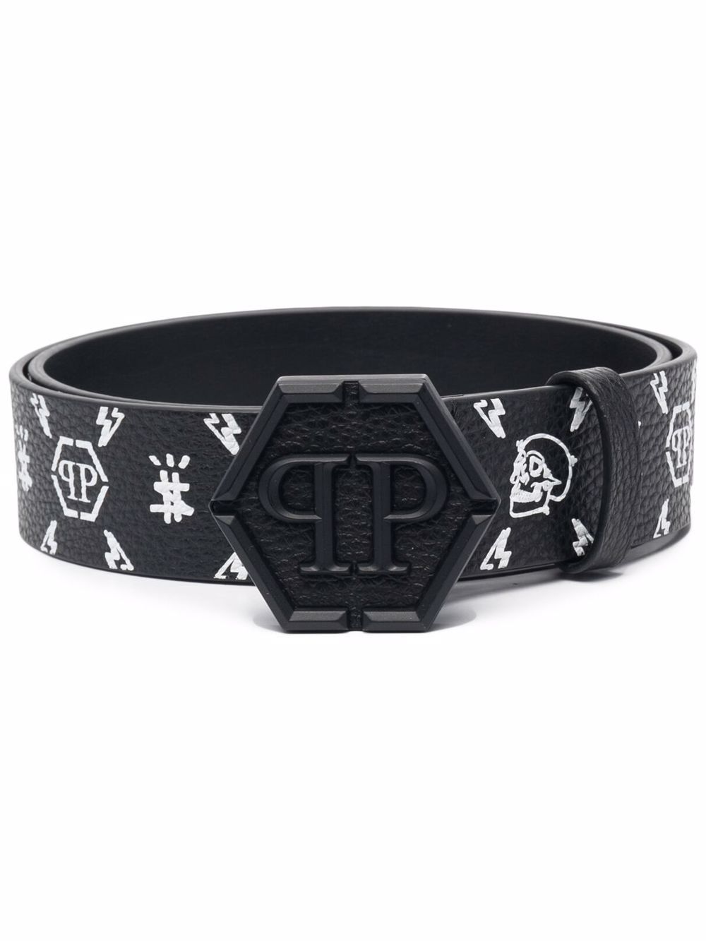 Philipp Plein Riem met monogramprint Zwart