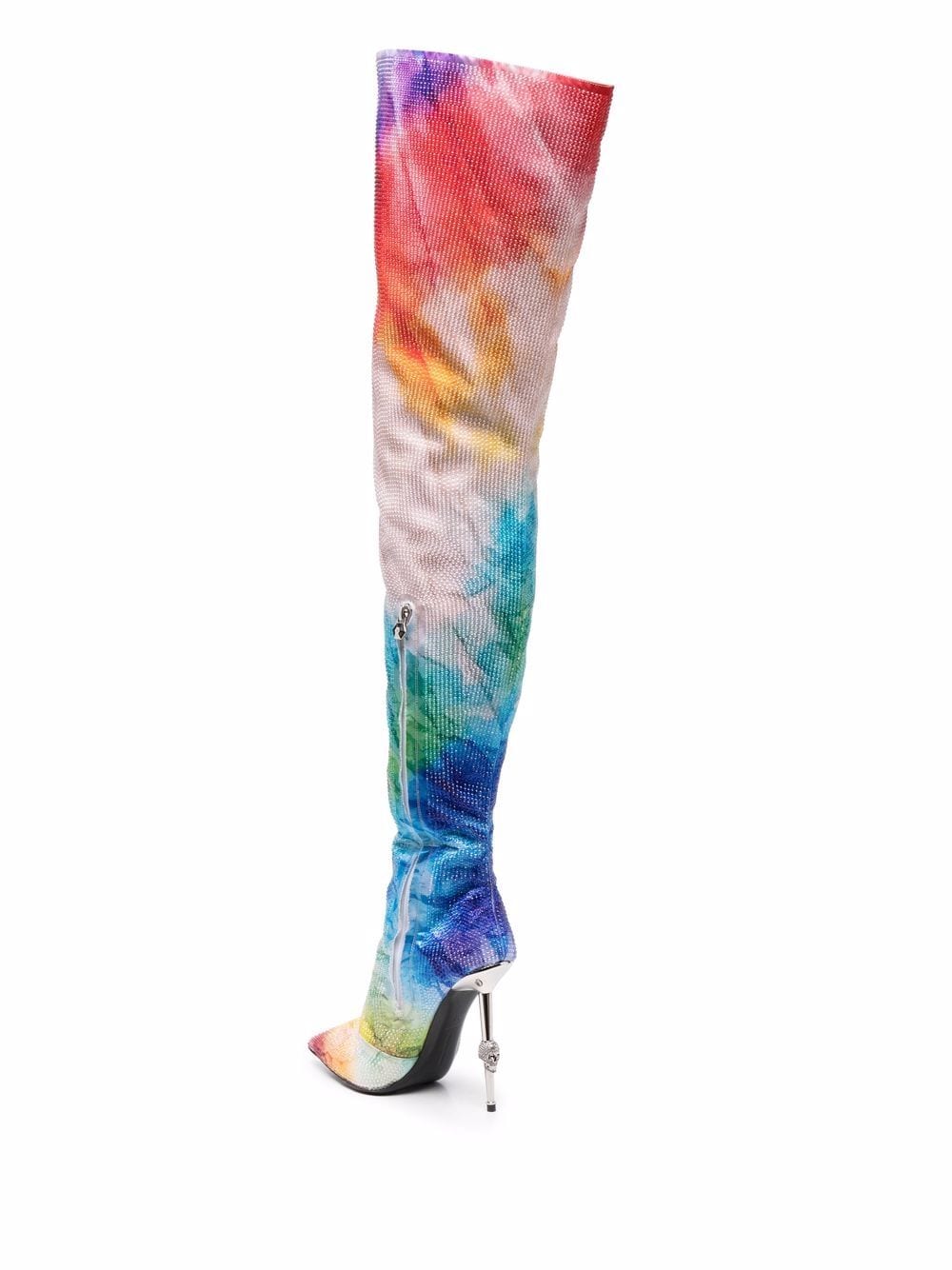 Shop Philipp Plein Tie-dye Print Thigh High Boots In Blau