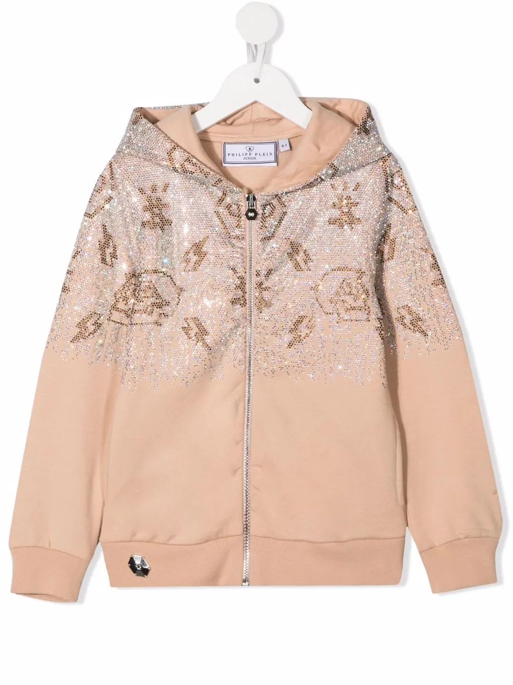 Philipp Plein Junior Hoodie met stras Beige