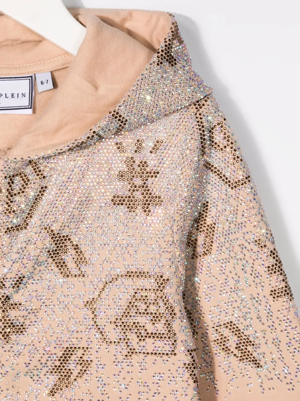 Philipp Plein Junior Hoodie met stras Beige