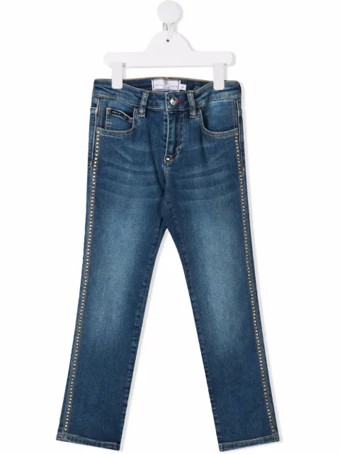 Philipp Plein Junior  Iconic Plein mid-rise straight-leg jeans 
