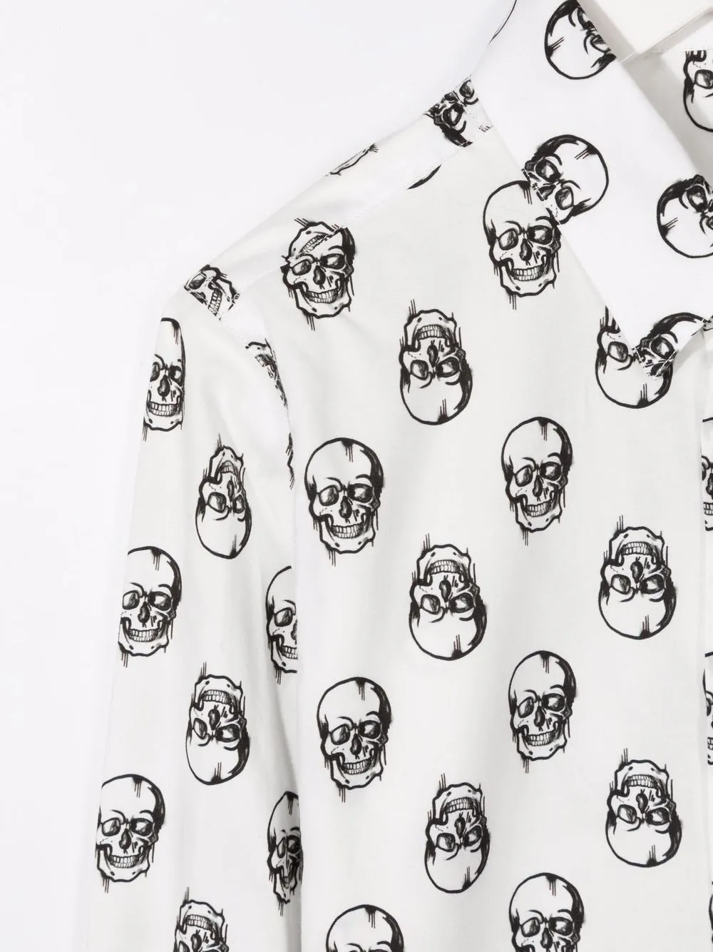  Philipp Plein Junior Hemd Mit Totenkopf Print   Weiß 