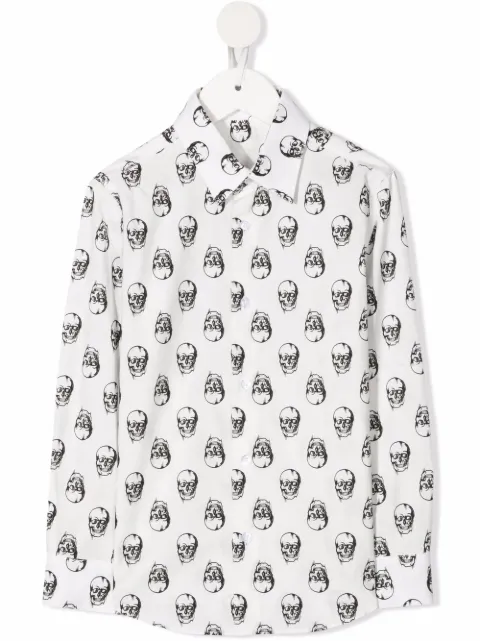 Philipp Plein Junior スカルプリント シャツ 