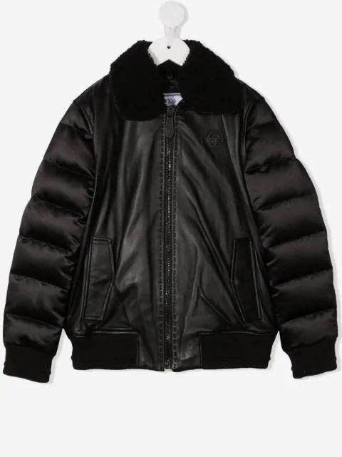Philipp Plein Junior Iconic Plein padded-panel bomber jacker 