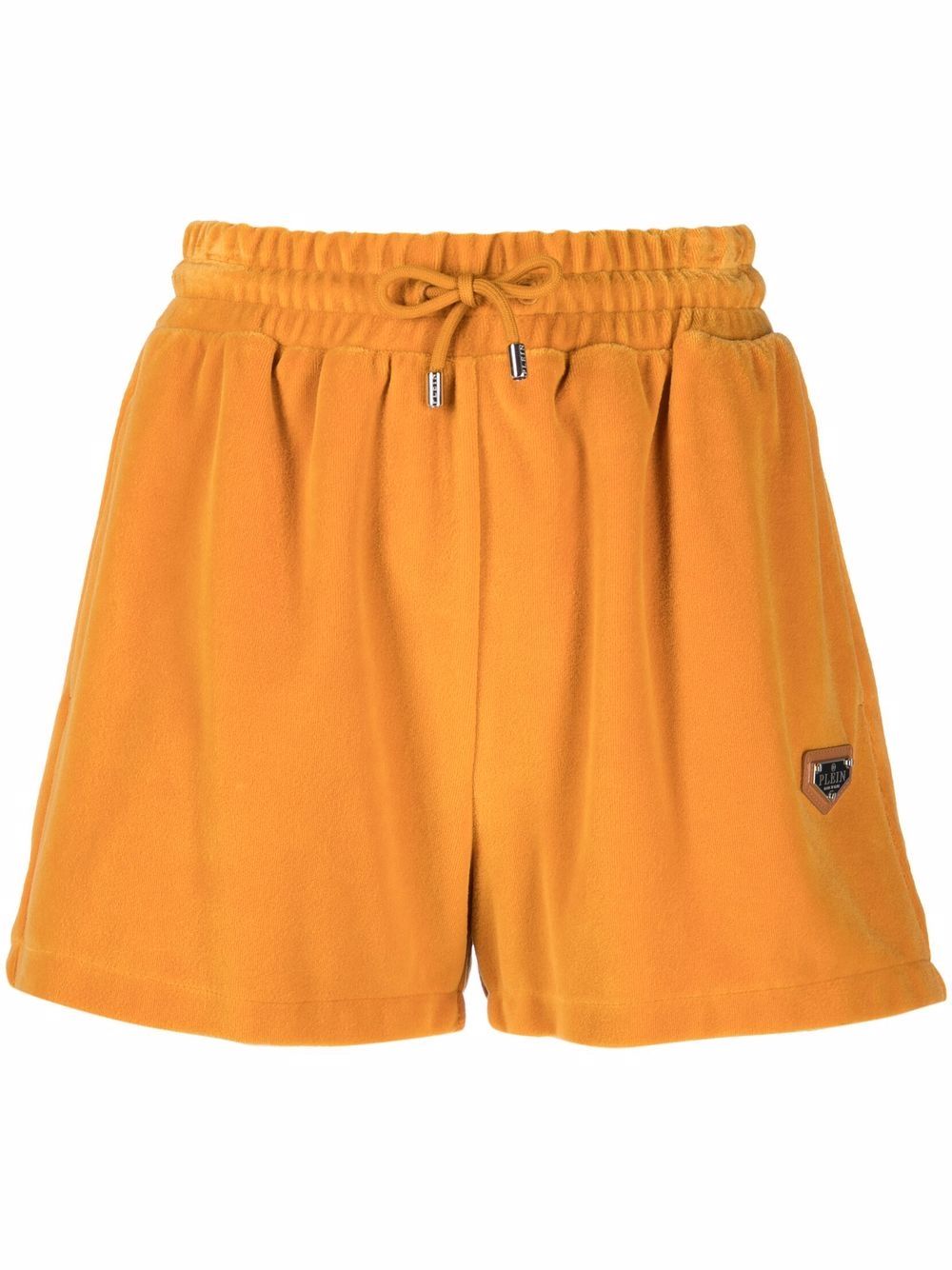 

Philipp Plein velvet-effect logo-plaque track shorts - Yellow