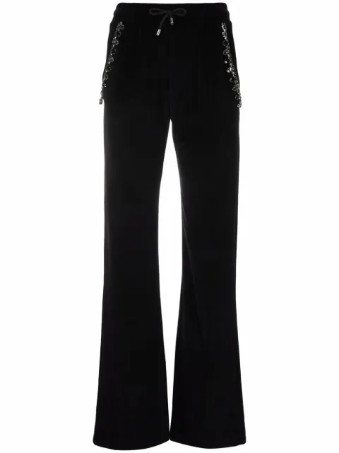 Philipp Plein Crystal Chain velvet track pants