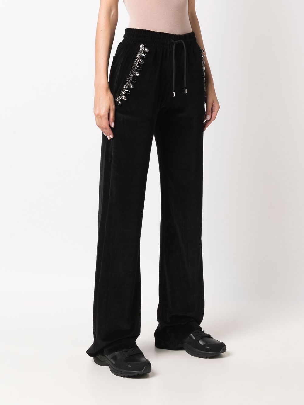 Shop Philipp Plein crystal cable detail velvet track pants with Express ...