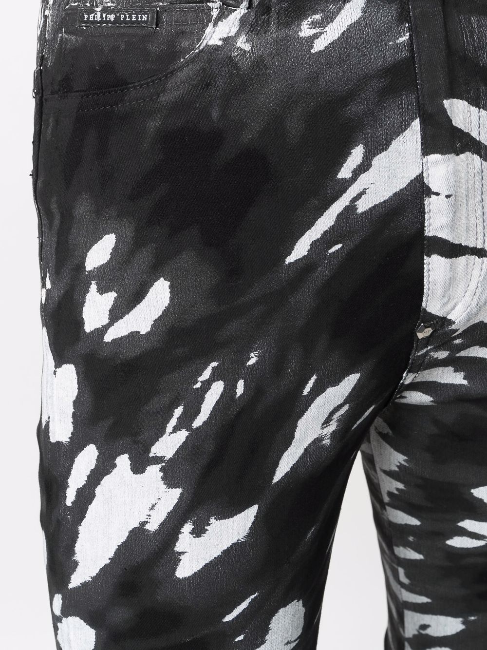 Shop Philipp Plein Tie-dye Slim-fit Trousers In Schwarz