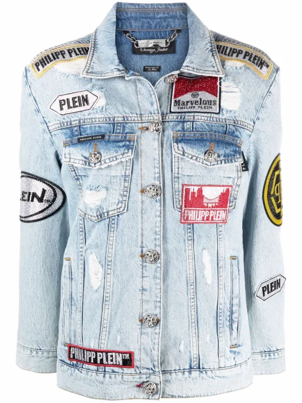 multi patch denim jacket