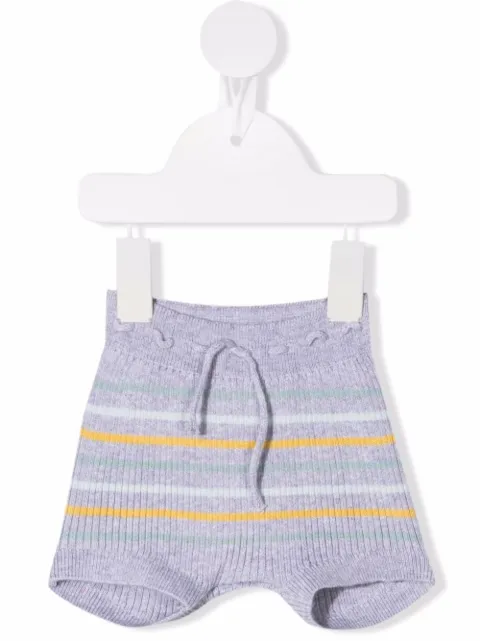 Knot striped ribbed-knit shorts