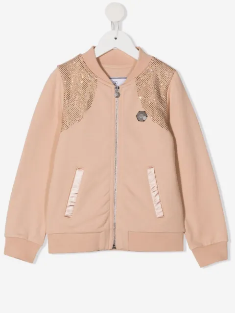 Philipp Plein Junior Iconic Plein rhinestone-embellished bomber jacket 