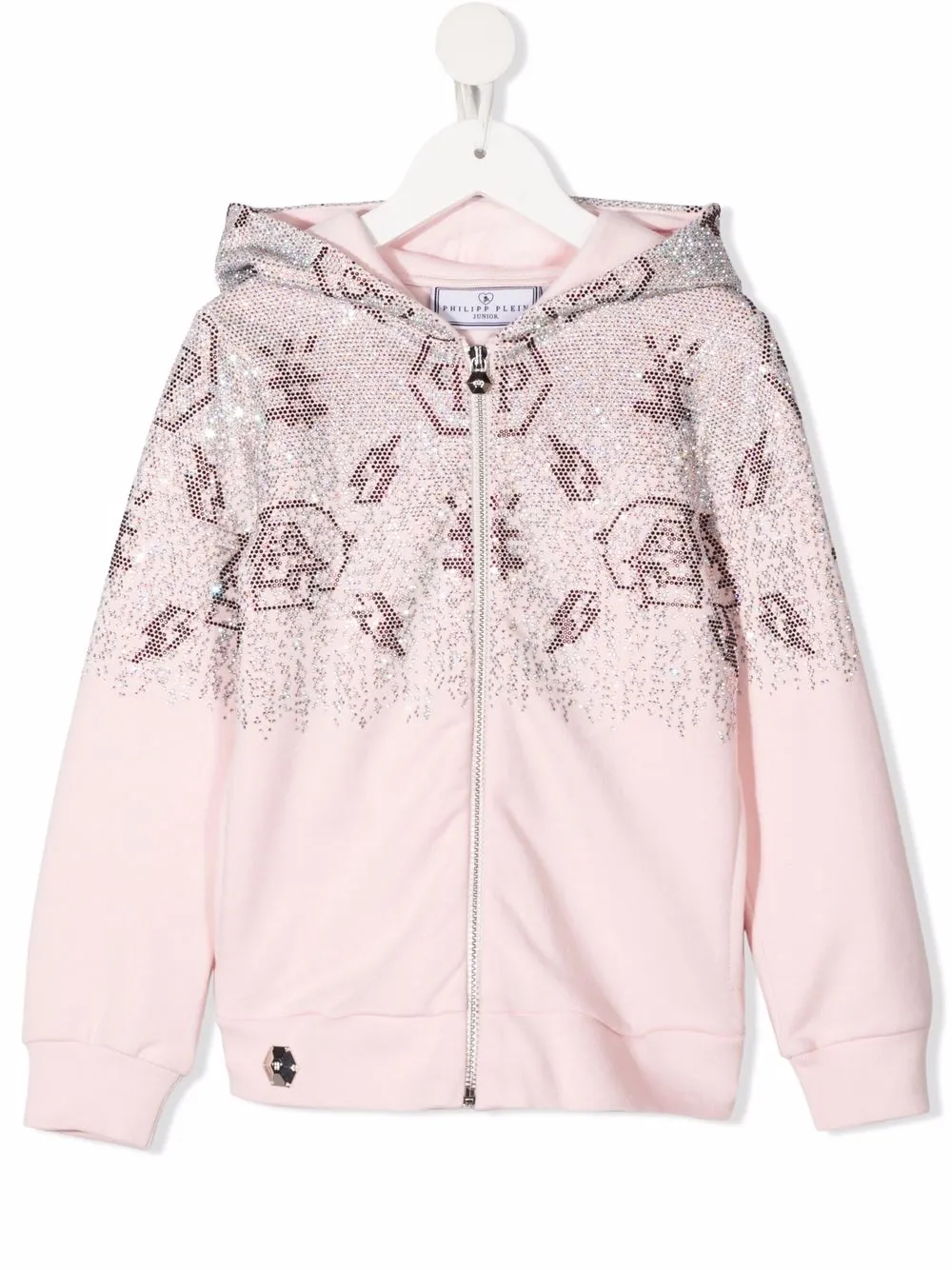 

Philipp Plein Junior hoodie con monograma y lentejuelas - Rosado