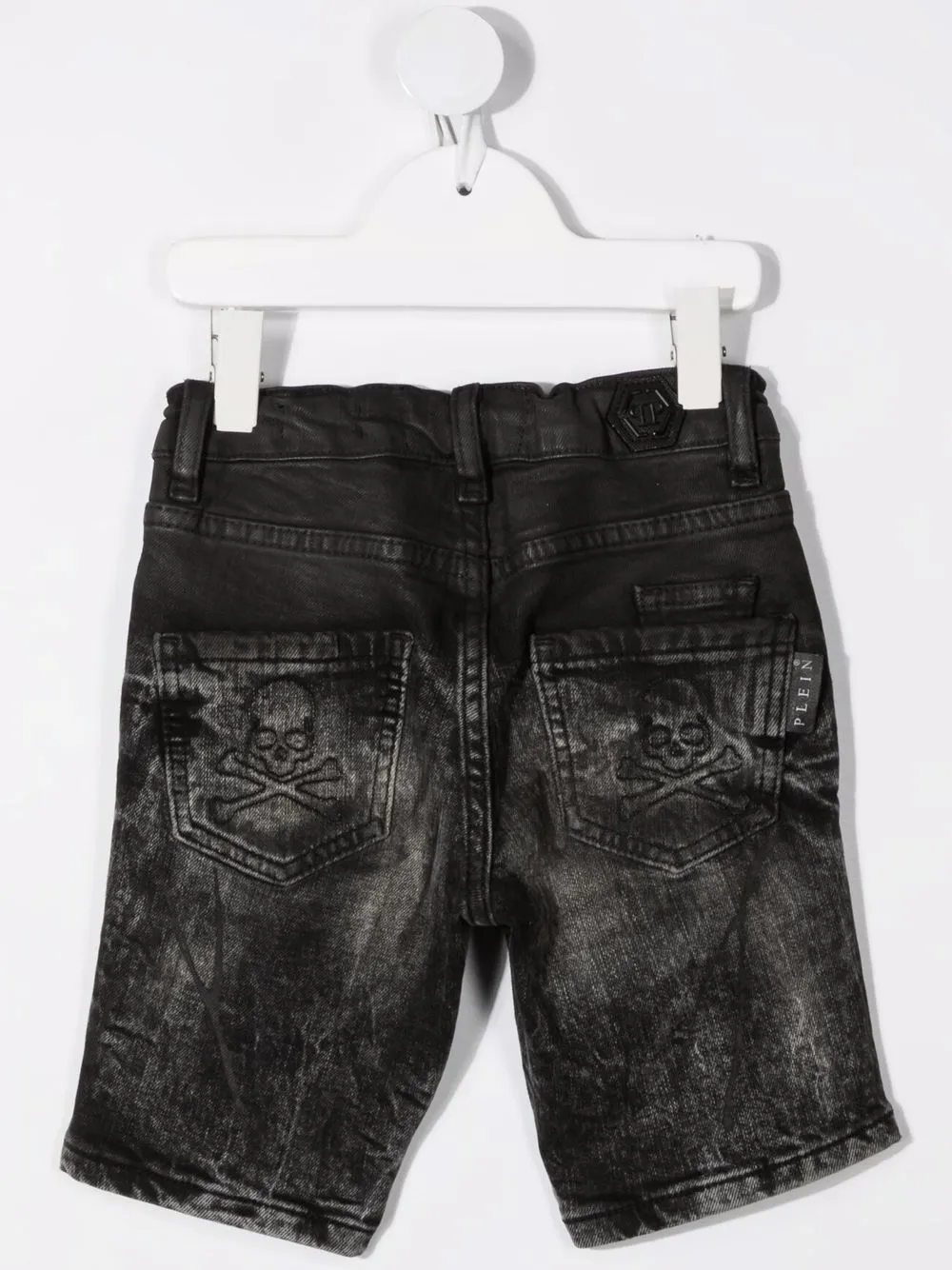 фото Philipp plein junior джинсовые шорты с вышивкой skull