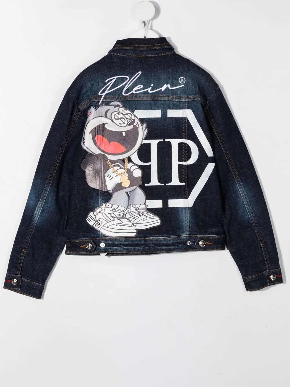 Philipp Plein Junior Dollar print denim jacket | Boys Denim Jackets | Image 2