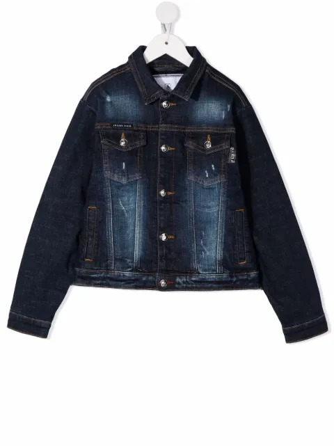 Philipp Plein Junior Dollar print denim jacket