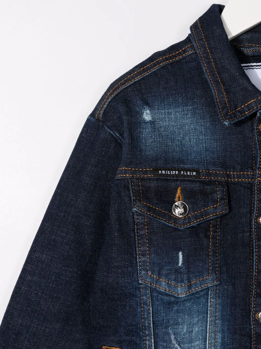 Philipp Plein Junior Spijkerjack met print Blauw