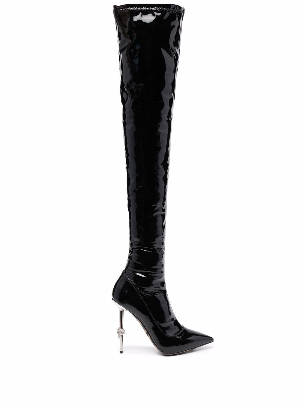 Philipp Plein Naplak Thigh-high Boots In Black
