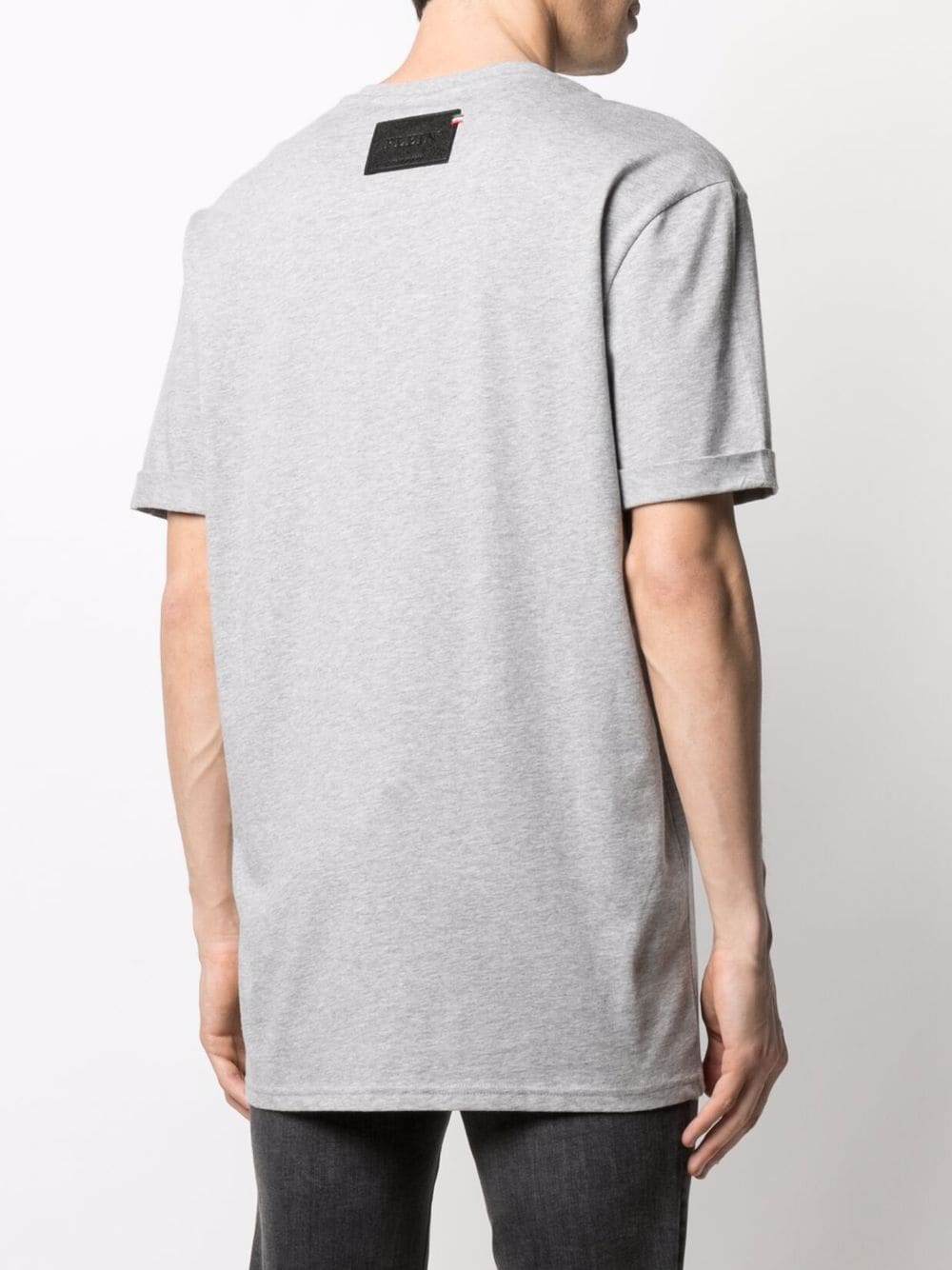 Shop Philipp Plein Logo-embroidered Cotton T-shirt In 灰色
