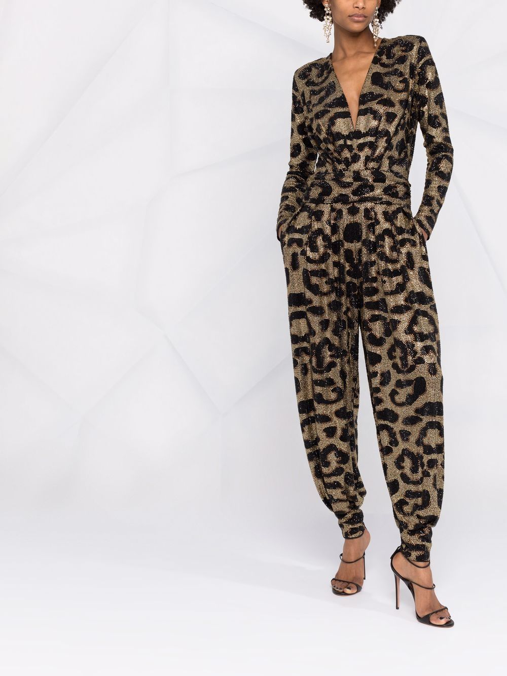 Image 2 of Philipp Plein gem-embellished leopard-print jumpsuit