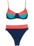 Brigitte colour-block high-waist bikini set - Blue