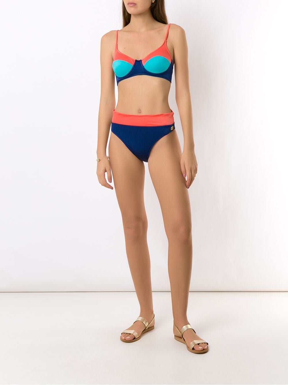 Shop Brigitte Colour-block High-waist Bikini Set In Blue