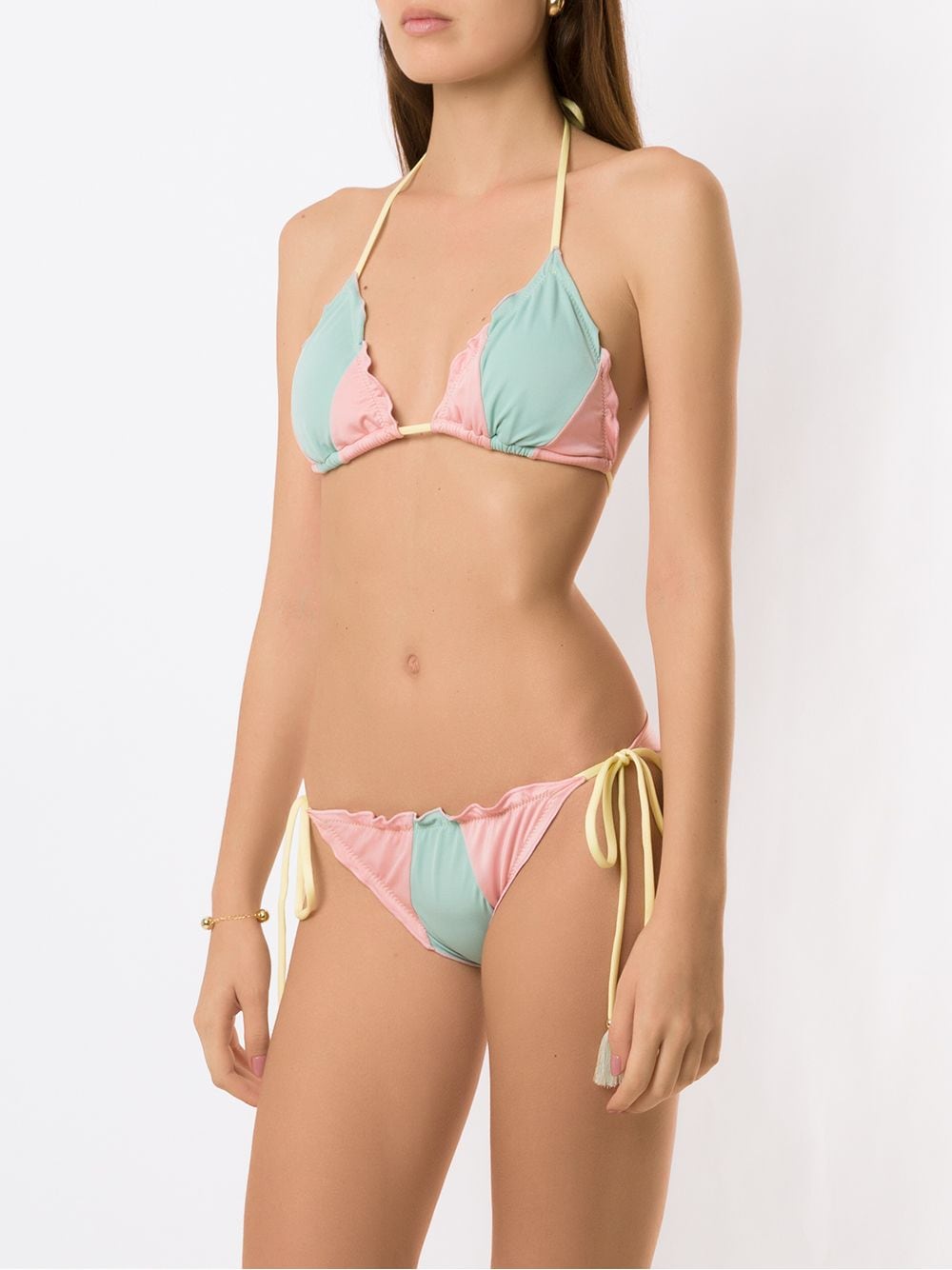Shop Brigitte Colour-block Triangle Bikini Set In Multicolour