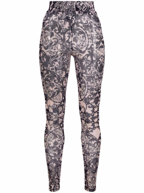 Philipp Plein New Baroque printed tulle leggings Women