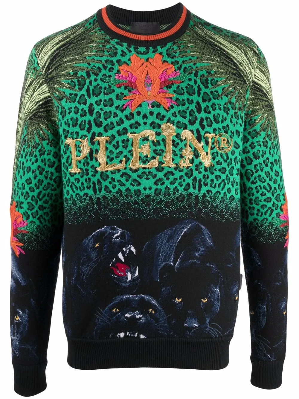 

Philipp Plein Paradise panther jacquard jumper - Green