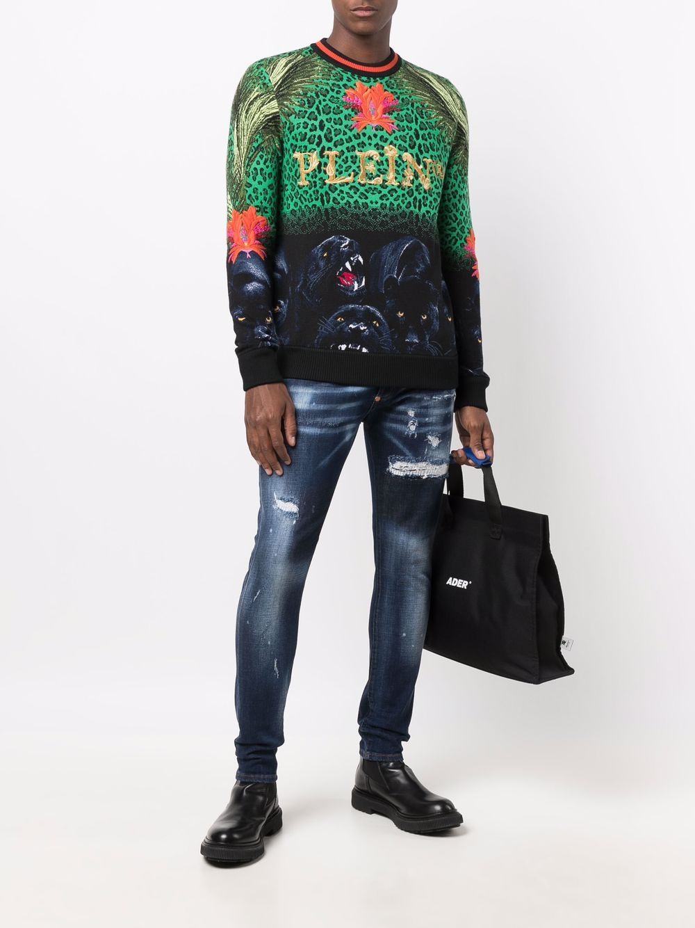 Philipp Plein Trui met jacquard - Groen