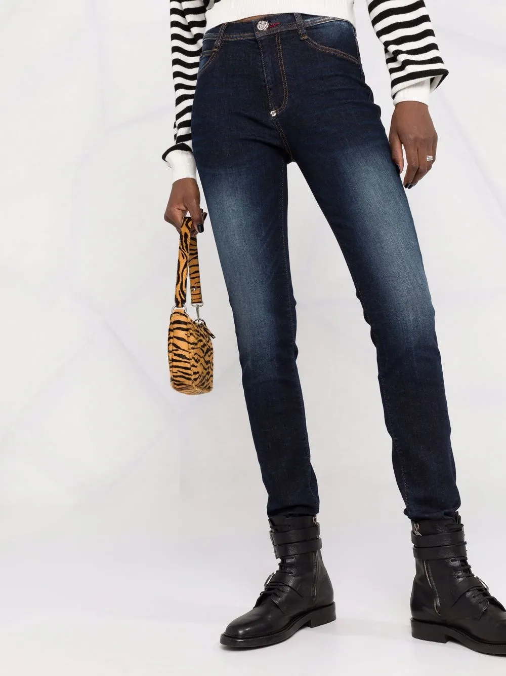 Philipp Plein High waist jegging Blauw