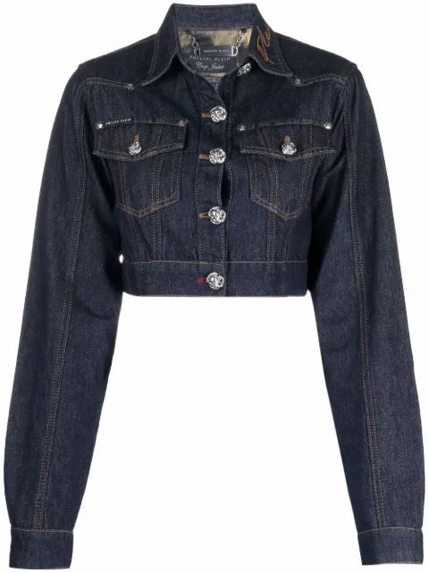 Philipp Plein Chains cropped denim jacket