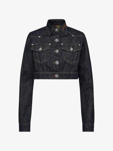 Philipp Plein Chains cropped denim jacket