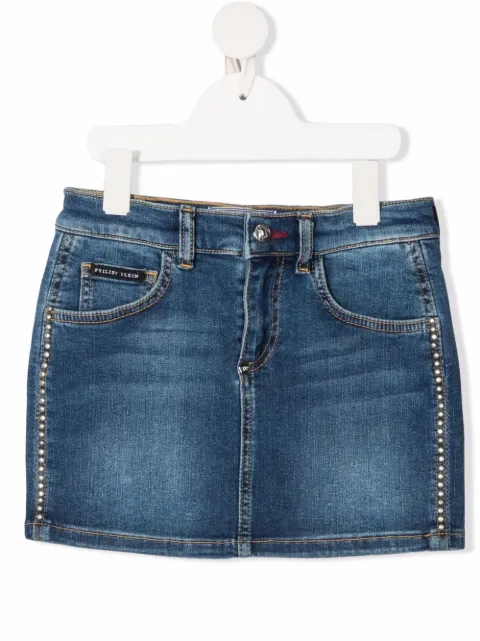 Philipp Plein Junior studded denim mini skirt