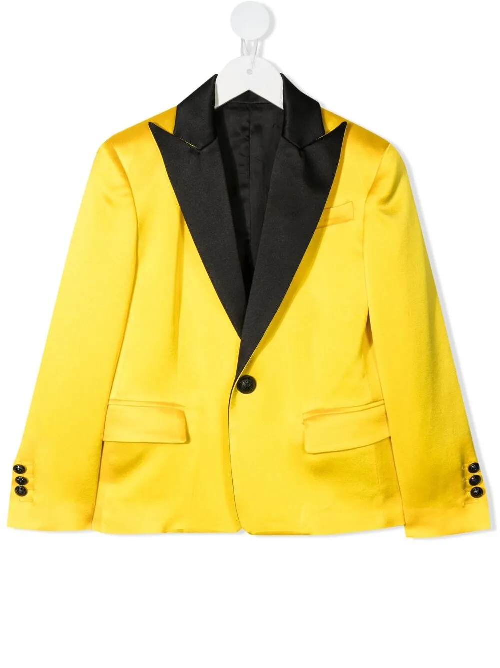 Balmain Two-tone Single-breasted Blazer In Yellow