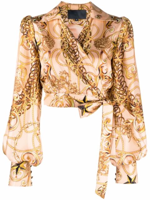 Philipp Plein new-baroque wrap silk blouse Women