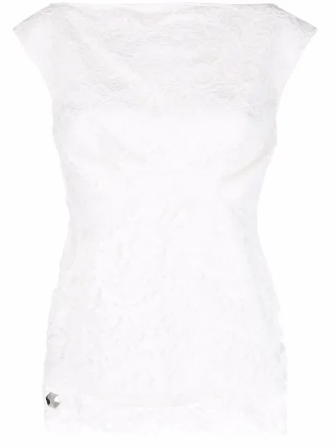 Philipp Plein scalloped lace blouse