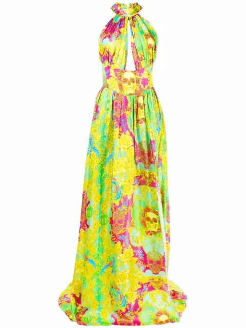 Philipp Plein New Baroque-print silk maxi dress
