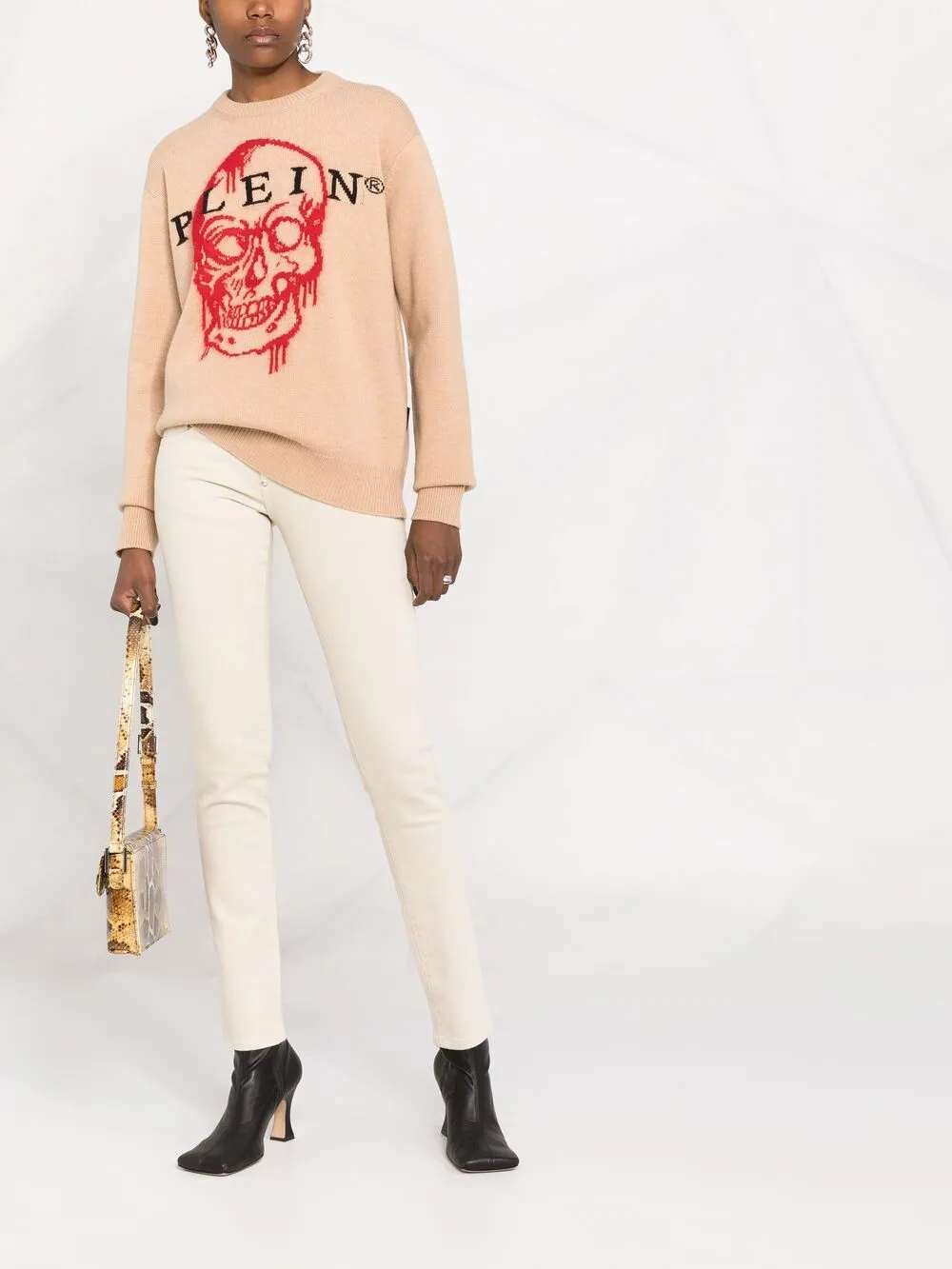 Philipp Plein Intarsia trui - Beige